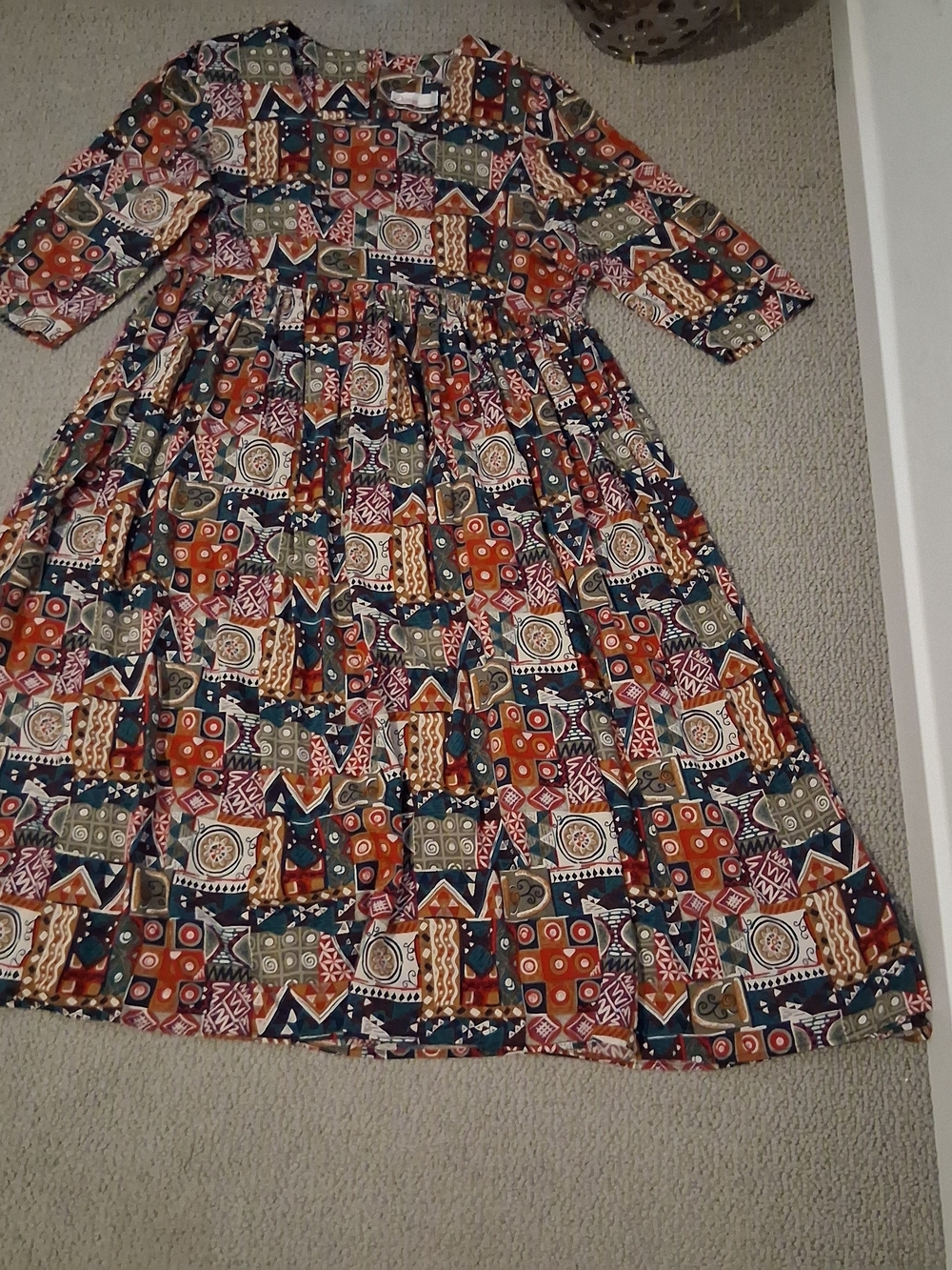 Diana Marco Bohemian Patchwork 80's and 90's Maxi Dress in Multi Color